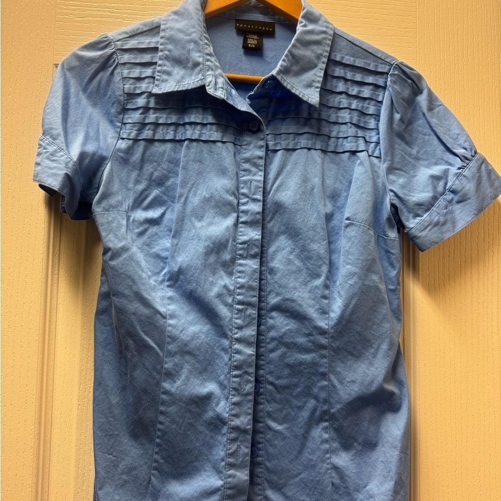 Apostrophe Women's Blue Short Sleeve Blouse